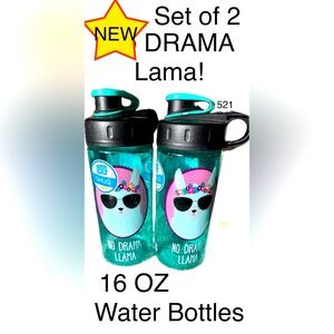 NWT❤️ SET of 2!!!Water Bottles “NO DRAMA Llama🔥 FUN Gift 🎁💝🔥/ BPA Free❤️🍶🍶